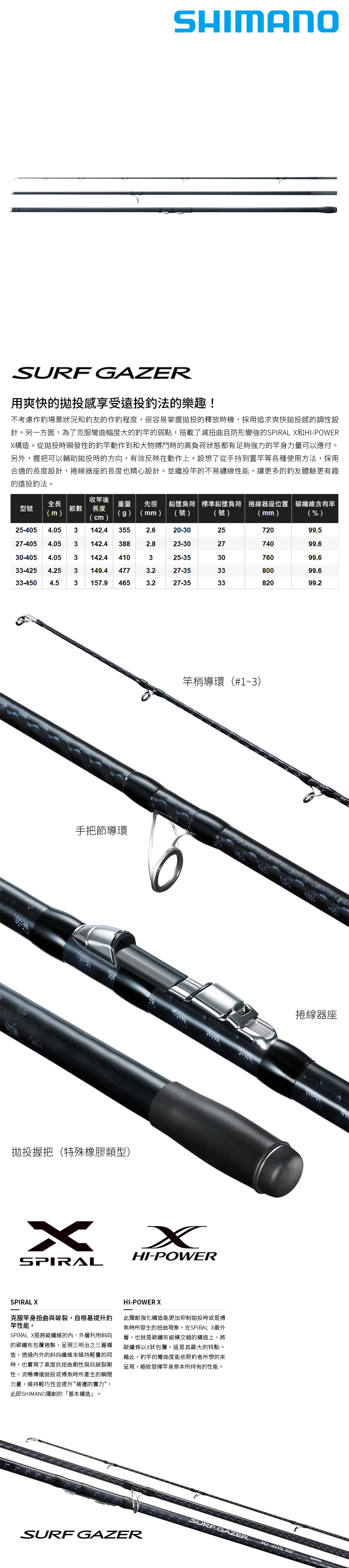 SHIMANO 26 SURF GAZER PUT IN 33-450 [灘遠投竿] [並繼竿] - 漁拓釣具